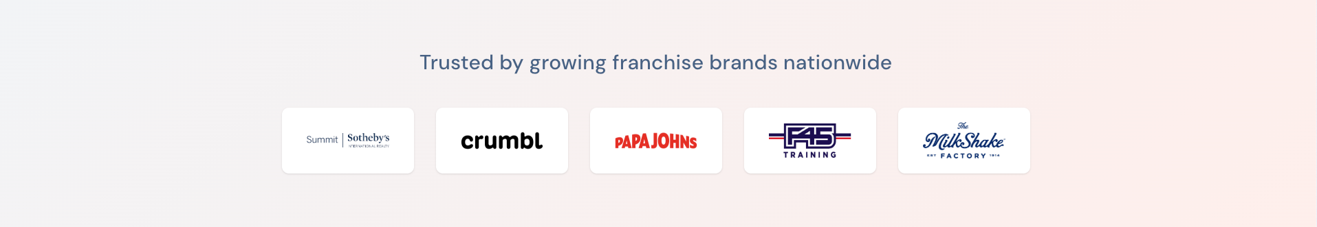 Trusted by brands including Crumbl, Papa Johns, F45